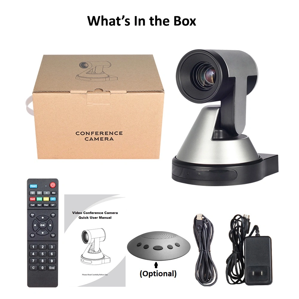 Consumer Electronics USB PTZ 4X 10X Optical Zoom Video Conference System Camera Live Streaming Webcam with Omnidirectional Microphone Remote Control